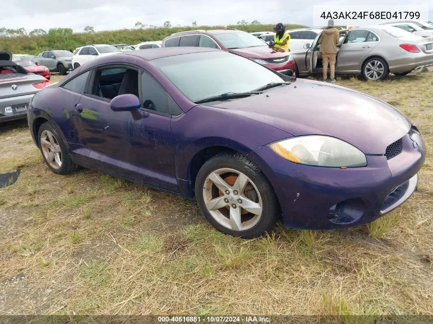 2008 Mitsubishi Eclipse Gs VIN: 4A3AK24F68E041799 Lot: 40516881