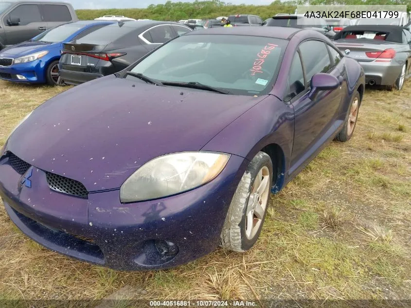 2008 Mitsubishi Eclipse Gs VIN: 4A3AK24F68E041799 Lot: 40516881