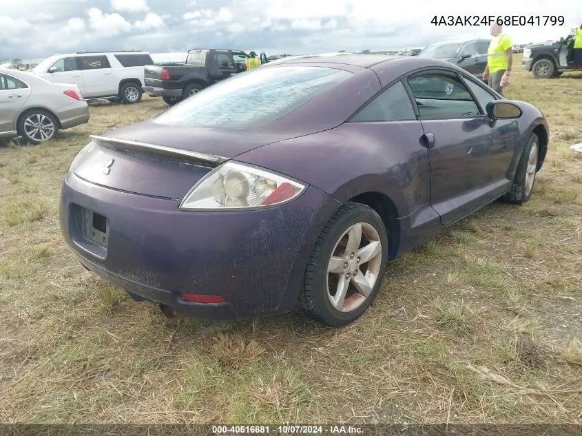 2008 Mitsubishi Eclipse Gs VIN: 4A3AK24F68E041799 Lot: 40516881