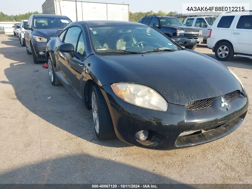 2008 Mitsubishi Eclipse Gs/Se VIN: 4A3AK64F88E012215 Lot: 40567120