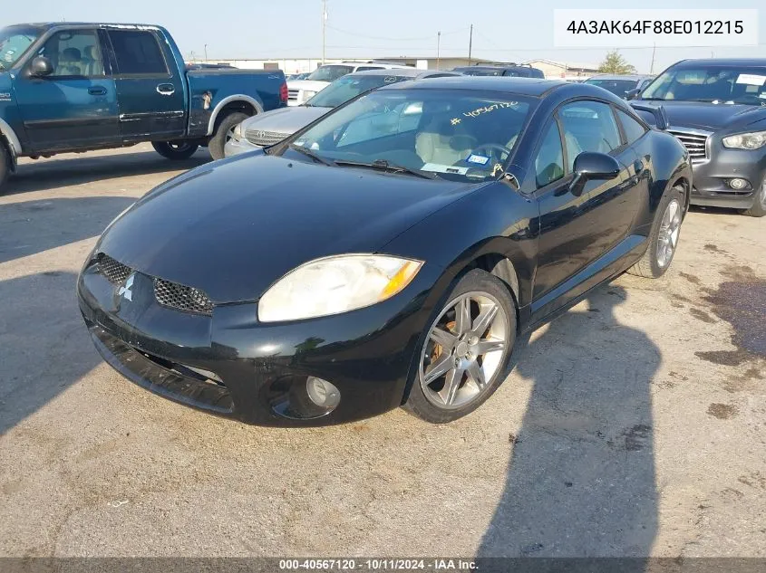 2008 Mitsubishi Eclipse Gs/Se VIN: 4A3AK64F88E012215 Lot: 40567120