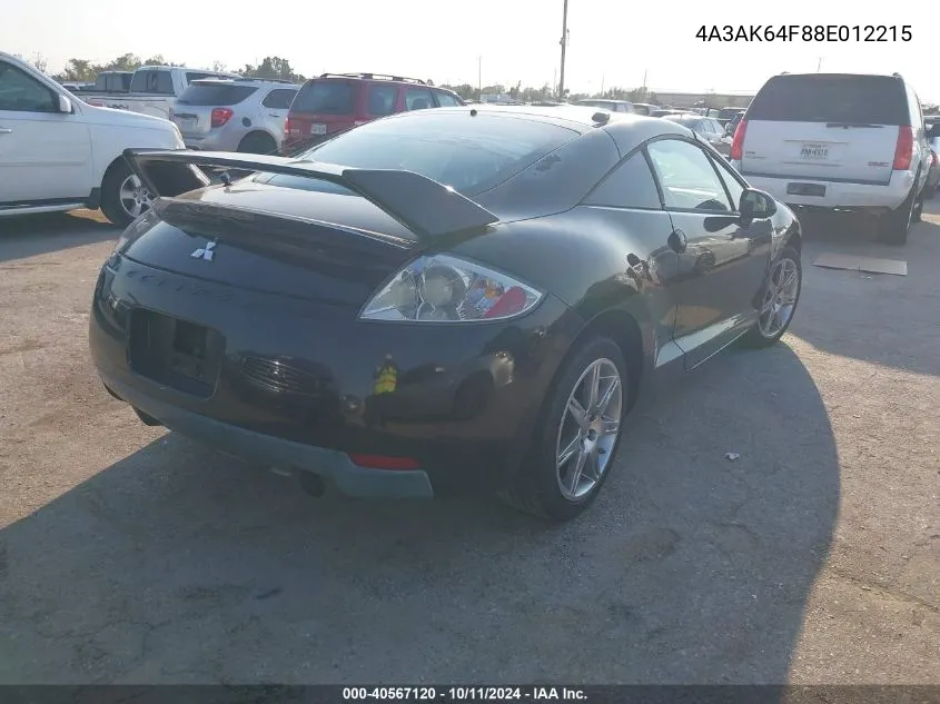 2008 Mitsubishi Eclipse Gs/Se VIN: 4A3AK64F88E012215 Lot: 40567120