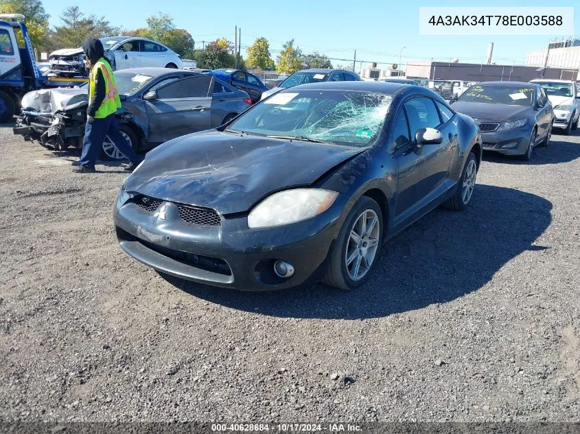 2008 Mitsubishi Eclipse Gt VIN: 4A3AK34T78E003588 Lot: 40628684