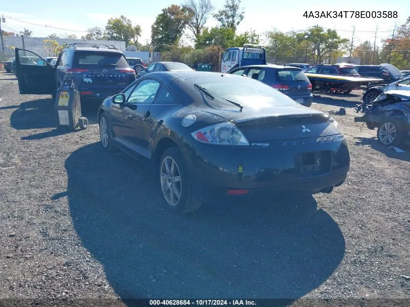 2008 Mitsubishi Eclipse Gt VIN: 4A3AK34T78E003588 Lot: 40628684