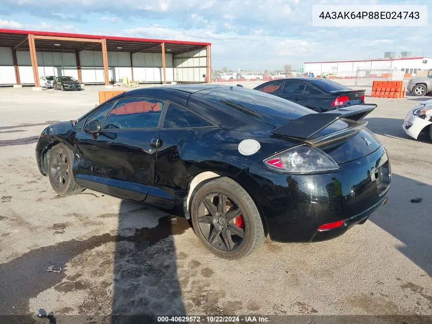 2008 Mitsubishi Eclipse VIN: 4A3AK64P88E024743 Lot: 40629572