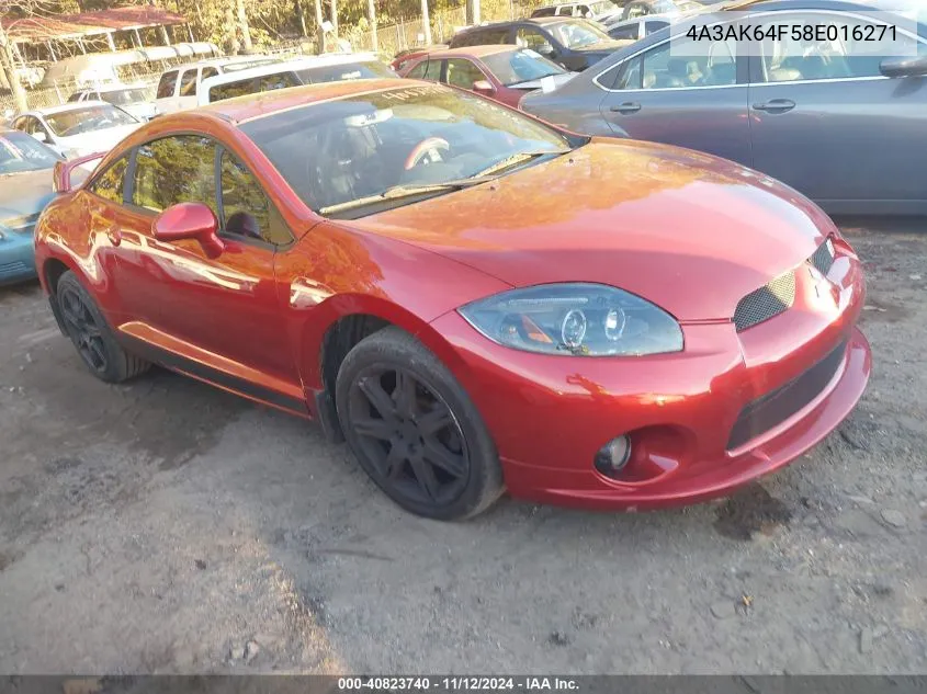 2008 Mitsubishi Eclipse Gs/Se VIN: 4A3AK64F58E016271 Lot: 40823740