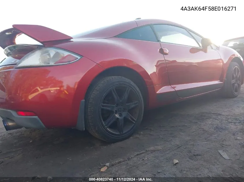 2008 Mitsubishi Eclipse Gs/Se VIN: 4A3AK64F58E016271 Lot: 40823740