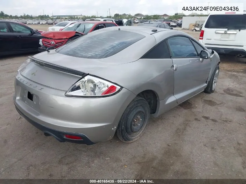 2009 Mitsubishi Eclipse Gs VIN: 4A3AK24F09E043436 Lot: 40165435