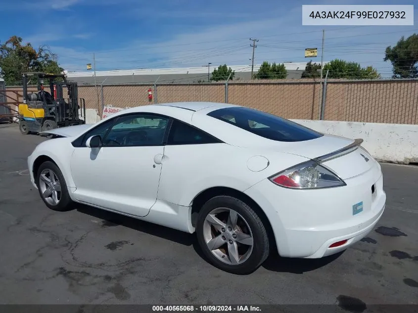 2009 Mitsubishi Eclipse Gs VIN: 4A3AK24F99E027932 Lot: 40565068