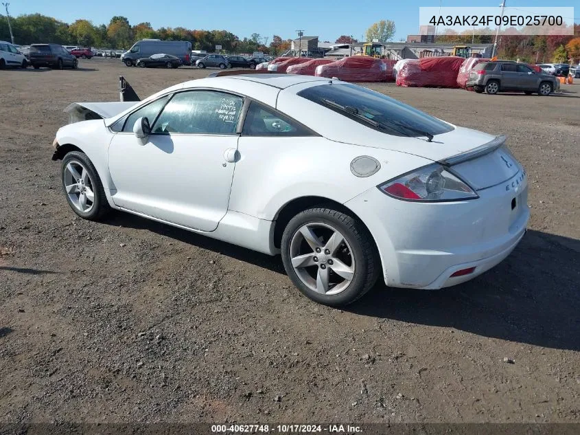 2009 Mitsubishi Eclipse Gs VIN: 4A3AK24F09E025700 Lot: 40627748