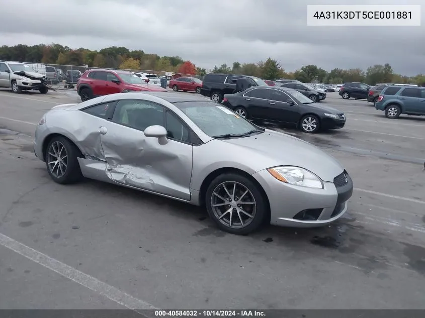 2012 Mitsubishi Eclipse Gt VIN: 4A31K3DT5CE001881 Lot: 40584032