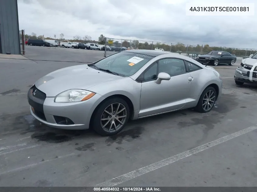 2012 Mitsubishi Eclipse Gt VIN: 4A31K3DT5CE001881 Lot: 40584032