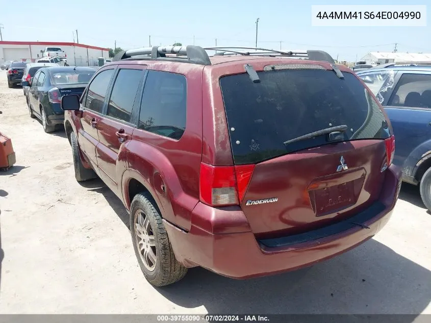 2004 Mitsubishi Endeavor Limited VIN: 4A4MM41S64E004990 Lot: 39755090