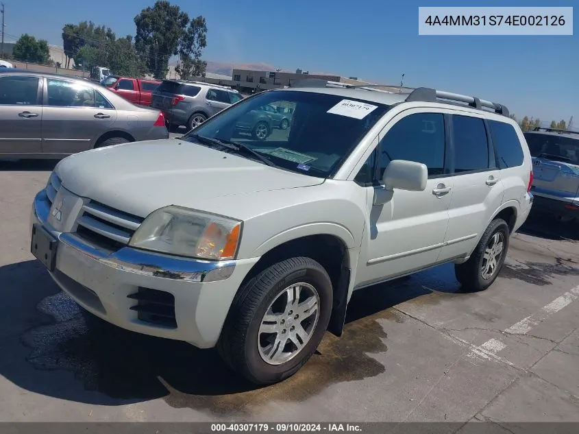 2004 Mitsubishi Endeavor Xls VIN: 4A4MM31S74E002126 Lot: 40307179