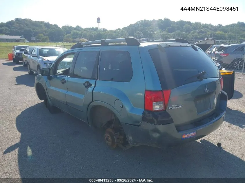 2004 Mitsubishi Endeavor Ls VIN: 4A4MN21S44E098451 Lot: 40413238