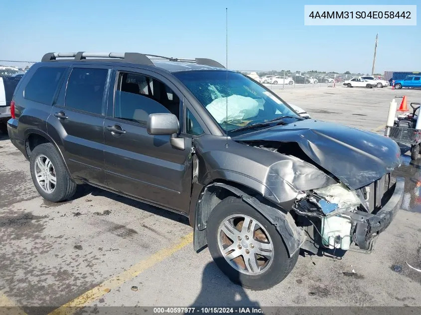 2004 Mitsubishi Endeavor Xls VIN: 4A4MM31S04E058442 Lot: 40597977