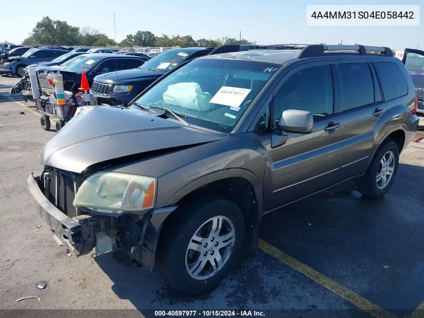 2004 Mitsubishi Endeavor Xls VIN: 4A4MM31S04E058442 Lot: 40597977