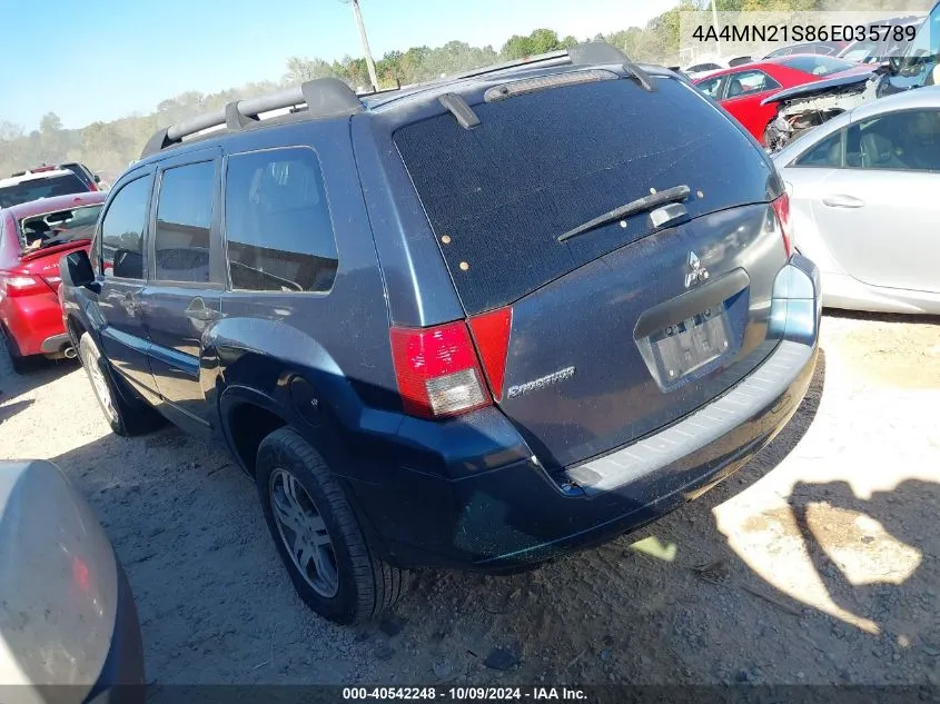 2006 Mitsubishi Endeavor Ls VIN: 4A4MN21S86E035789 Lot: 40542248