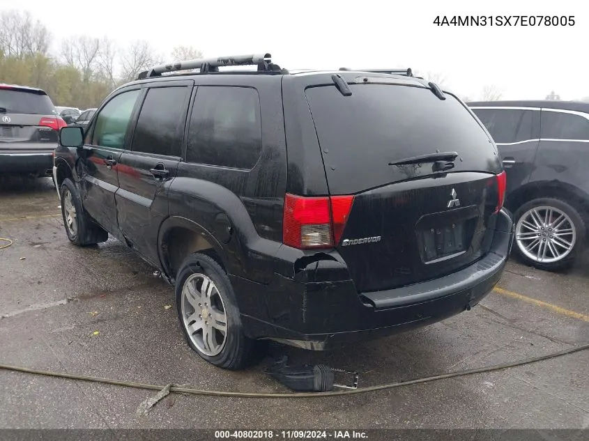 2007 Mitsubishi Endeavor Se VIN: 4A4MN31SX7E078005 Lot: 40802018