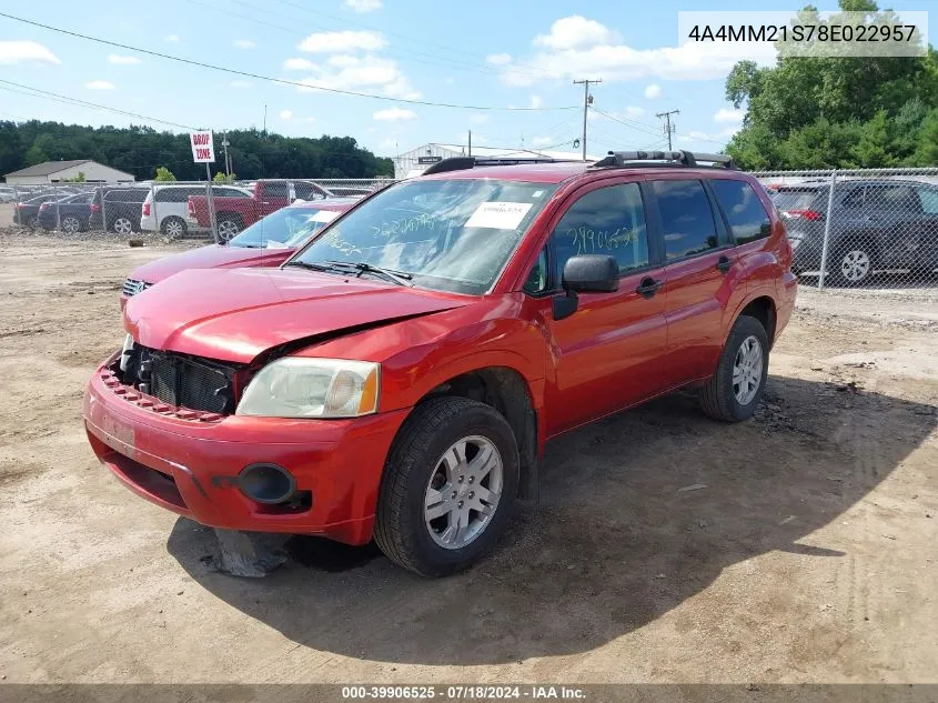 2008 Mitsubishi Endeavor Ls VIN: 4A4MM21S78E022957 Lot: 39906525