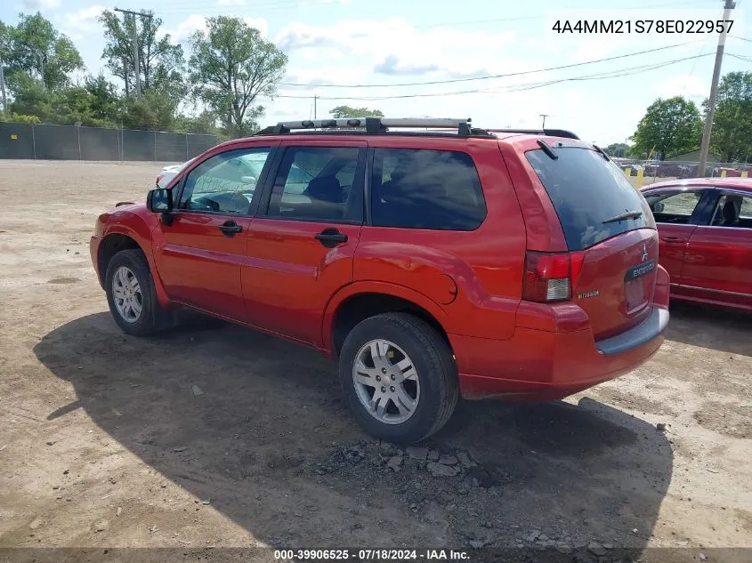 2008 Mitsubishi Endeavor Ls VIN: 4A4MM21S78E022957 Lot: 39906525