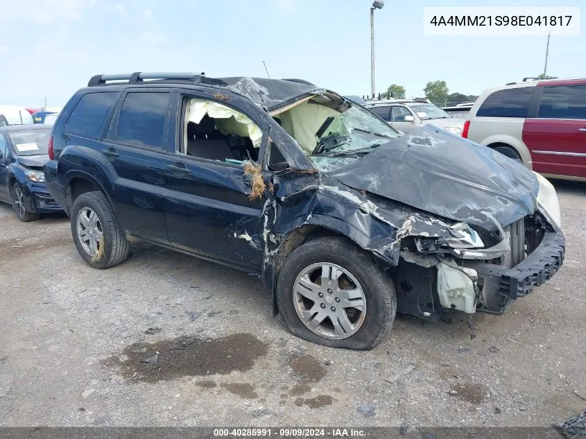 2008 Mitsubishi Endeavor Ls VIN: 4A4MM21S98E041817 Lot: 40285991