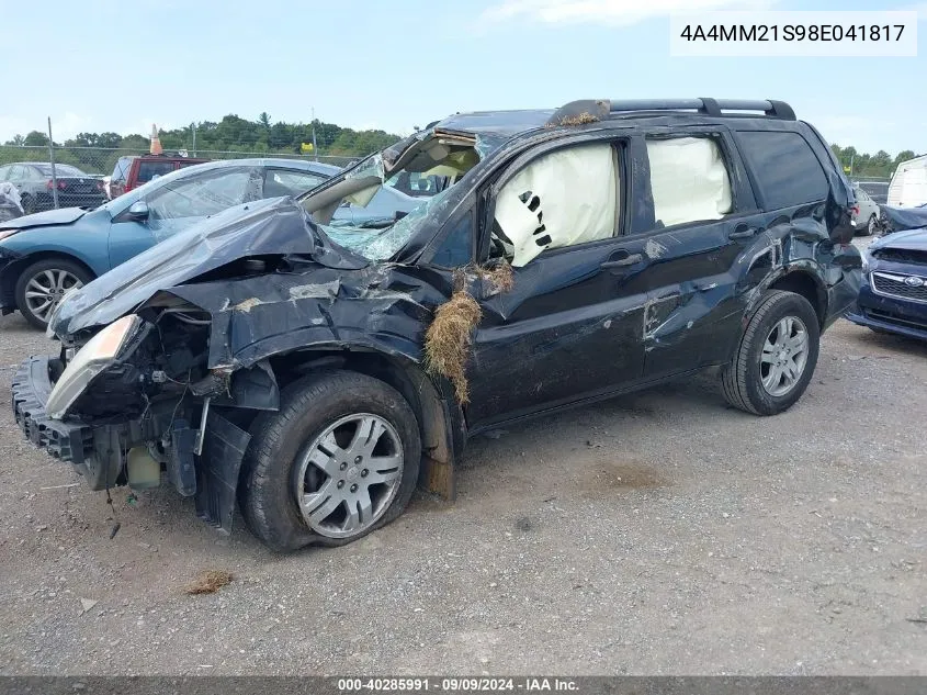 2008 Mitsubishi Endeavor Ls VIN: 4A4MM21S98E041817 Lot: 40285991