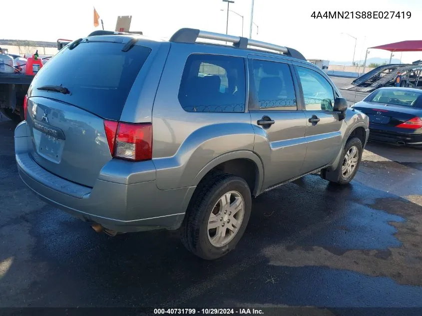 2008 Mitsubishi Endeavor Ls VIN: 4A4MN21S88E027419 Lot: 40731799