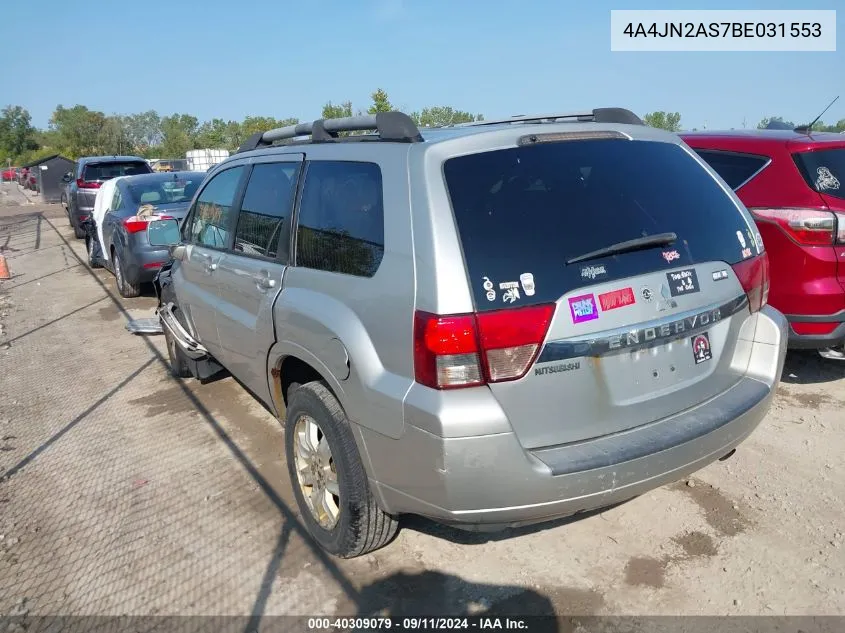 2011 Mitsubishi Endeavor Ls VIN: 4A4JN2AS7BE031553 Lot: 40309079