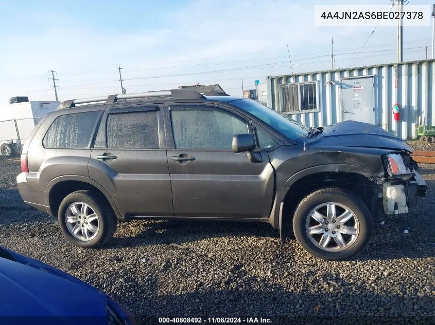 2011 Mitsubishi Endeavor VIN: 4A4JN2AS6BE027378 Lot: 40808492