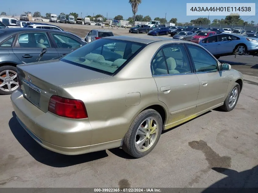 2001 Mitsubishi Galant Es V6/Gtz VIN: 4A3AA46H01E114538 Lot: 39922365