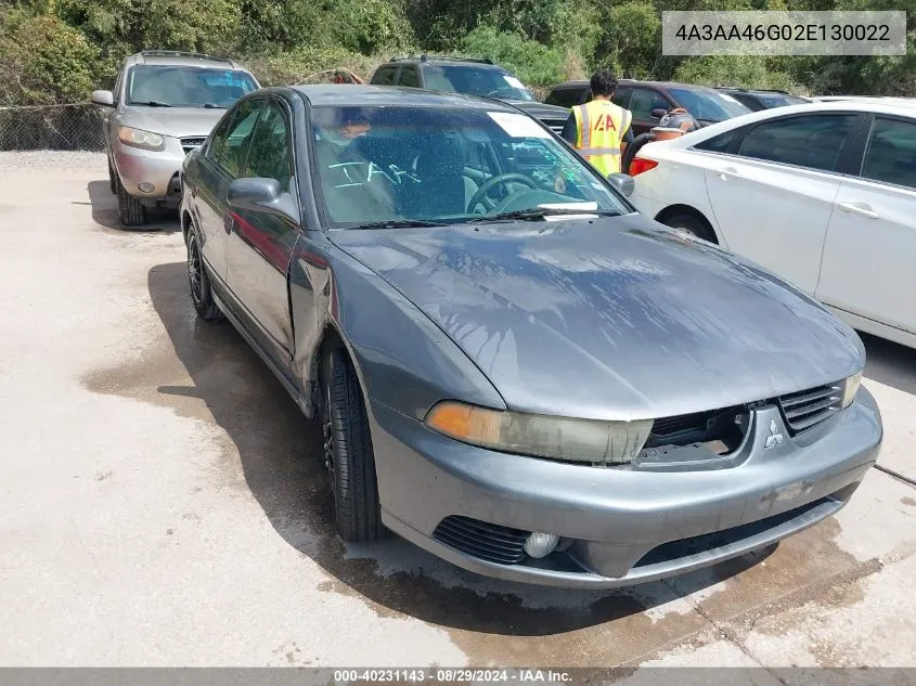 2002 Mitsubishi Galant Es/Ls VIN: 4A3AA46G02E130022 Lot: 40231143