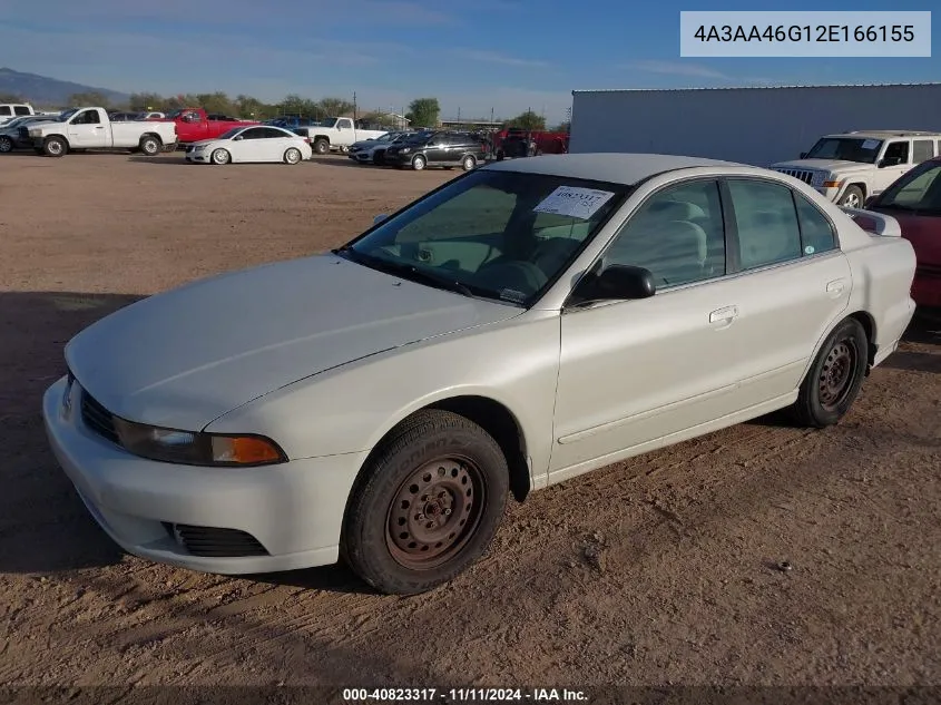 2002 Mitsubishi Galant Es/Ls VIN: 4A3AA46G12E166155 Lot: 40823317