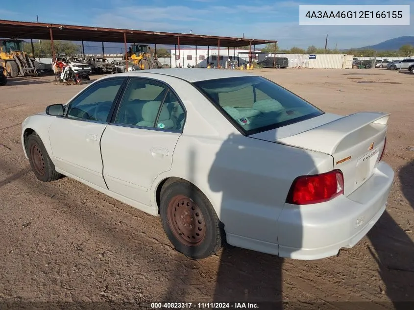 2002 Mitsubishi Galant Es/Ls VIN: 4A3AA46G12E166155 Lot: 40823317