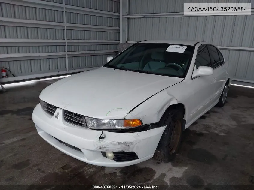 2003 Mitsubishi Galant Es/Ls VIN: 4A3AA46G435206584 Lot: 40768591