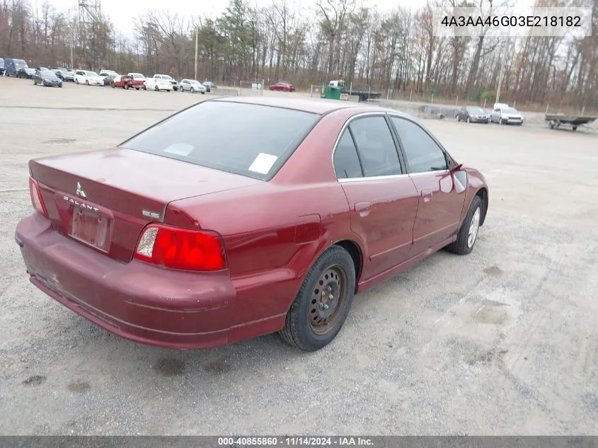 4A3AA46G03E218182 2003 Mitsubishi Galant Es/Ls