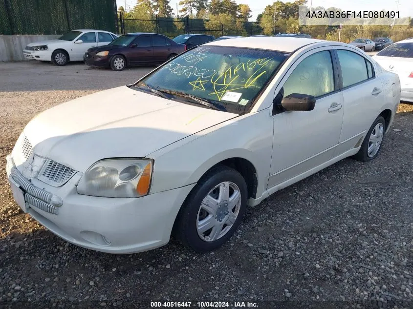 2004 Mitsubishi Galant Es VIN: 4A3AB36F14E080491 Lot: 40516447