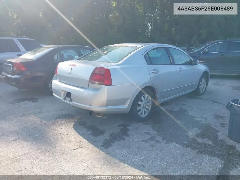 2006 Mitsubishi Galant Es/Se VIN: 4A3AB36F26E008489 Lot: 40132372