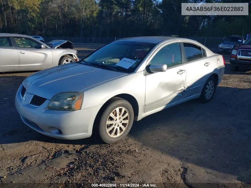 2006 Mitsubishi Galant Es/Se VIN: 4A3AB56F36E022882 Lot: 40822858