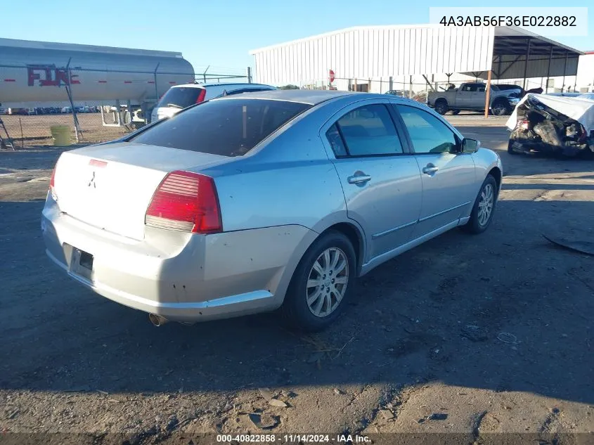 2006 Mitsubishi Galant Es/Se VIN: 4A3AB56F36E022882 Lot: 40822858