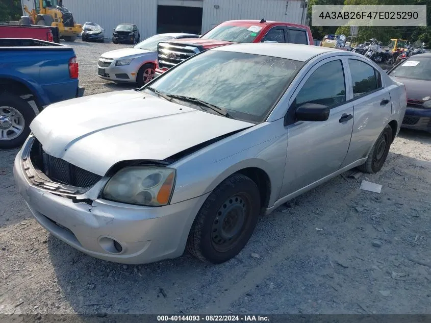 2007 Mitsubishi Galant De VIN: 4A3AB26F47E025290 Lot: 40144093