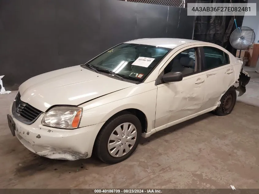 2007 Mitsubishi Galant Es/Se VIN: 4A3AB36F27E082481 Lot: 40186709