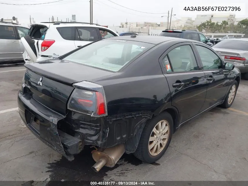 2007 Mitsubishi Galant Es VIN: 4A3AB56F67E027396 Lot: 40335177