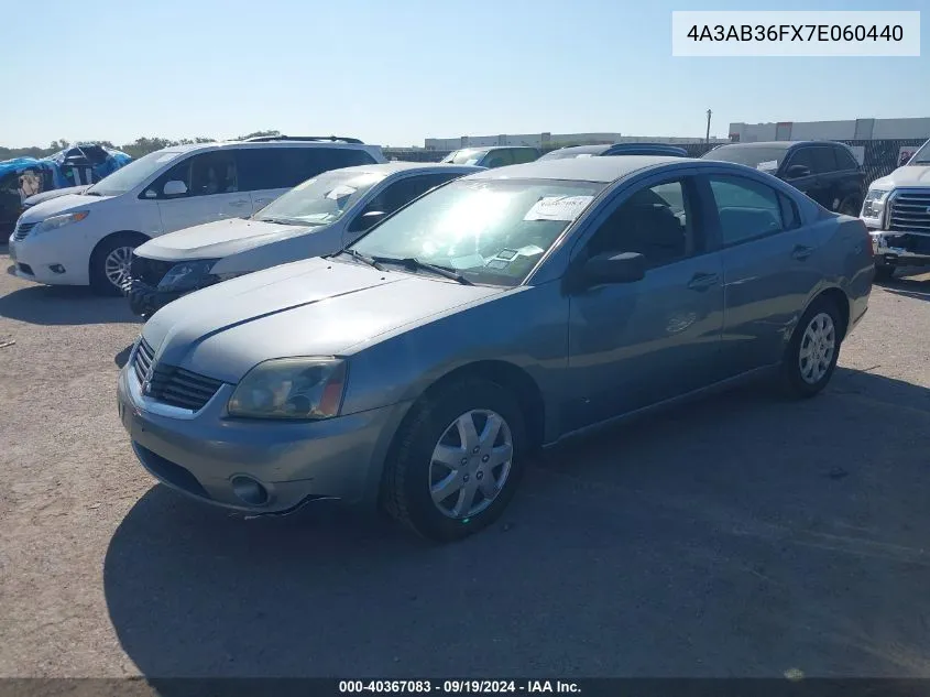 2007 Mitsubishi Galant Es/Se VIN: 4A3AB36FX7E060440 Lot: 40367083