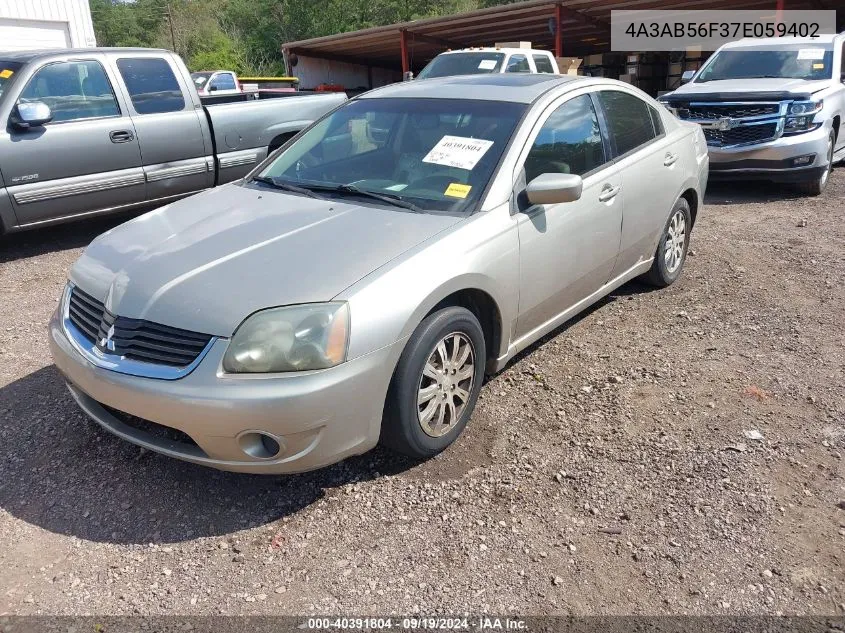 2007 Mitsubishi Galant Es VIN: 4A3AB56F37E059402 Lot: 40391804