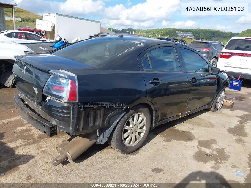 2007 Mitsubishi Galant Es VIN: 4A3AB56FX7E025103 Lot: 40399821