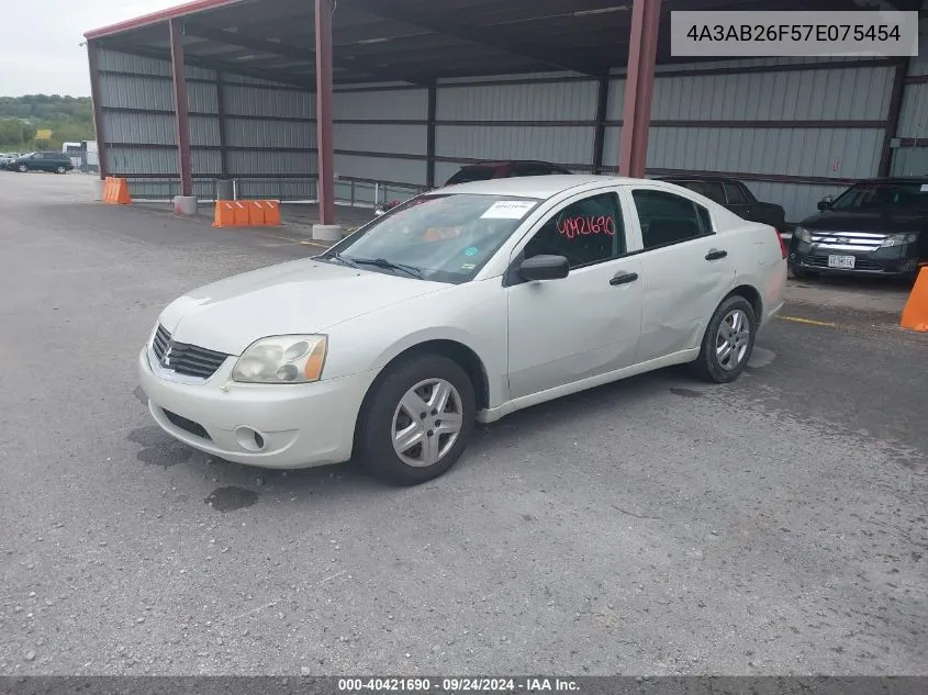 2007 Mitsubishi Galant De VIN: 4A3AB26F57E075454 Lot: 40421690