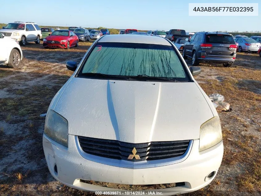 2007 Mitsubishi Galant Es VIN: 4A3AB56F77E032395 Lot: 40539871