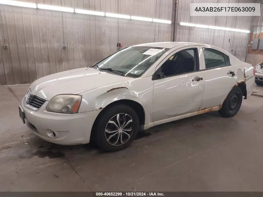 2007 Mitsubishi Galant De VIN: 4A3AB26F17E063009 Lot: 40652299