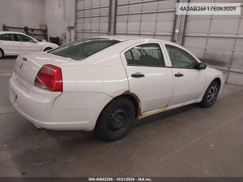 2007 Mitsubishi Galant De VIN: 4A3AB26F17E063009 Lot: 40652299